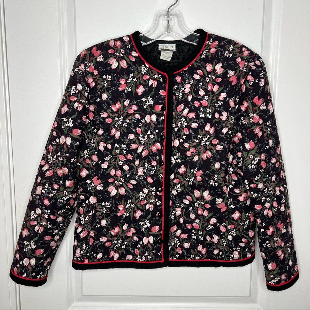 Vintage Y2K Boxy Quilted Boston Traveler Floral Women's Blazer Sz Med / Large